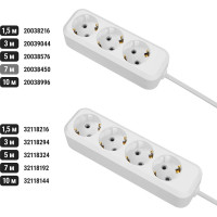 Удлинитель сетевой TDM ELECTRIC 3 розетки, 7 метров, с заземлением, ПВС 3х0,75 мм2 10А 250В, белый, SQ1303-1043