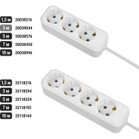 Удлинитель сетевой TDM ELECTRIC 3 розетки, 3 метра, с заземлением, ПВС 3х0,75 мм2 10А 250В, белый, SQ1303-1041