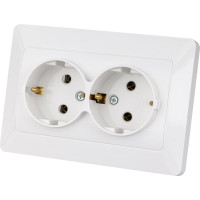 Двойная розетка TDM ELECTRIC 2П+З 16А 250В белая Ильмень SQ1823-0012
