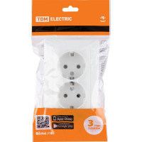 Двойная розетка TDM ELECTRIC 2П+З 16А 250В белая Ильмень SQ1823-0012