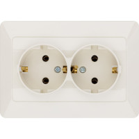Розетка двойная слоновая кость с заземлением, 16А 250В серия "Ильмень" TDM ELECTRIC SQ1823-0112