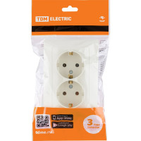 Розетка двойная слоновая кость с заземлением, 16А 250В серия "Ильмень" TDM ELECTRIC SQ1823-0112