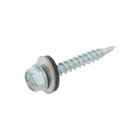 Кровельный саморез КВАДРА 4.8x35, цинк, сверло PT. 1, шайба EPDM, кор. 100 шт. 480350250100