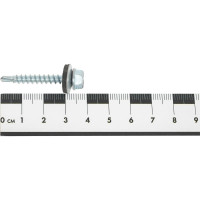 Кровельный саморез КВАДРА 4.8x35, цинк, сверло PT. 1, шайба EPDM, кор. 100 шт. 480350250100