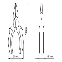 Длинногубцы (тонкогубцы/плоскогубцы) TDM ELECTRIC с пластиковыми рукоятками, углеродистая сталь, 180 мм, серия "Гранит" SQ1009-0202