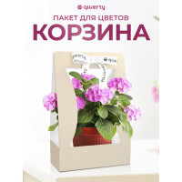 Пакет для цветов QWERTY Корзина, бежевый, с лентой 74097