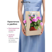 Пакет для цветов QWERTY Корзина, бежевый, с лентой 74097
