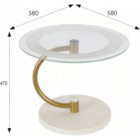 Журнальный стол Мебелик Дуэт 13Н золото, слоновая кость, прозрачный 00 7330