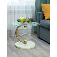 Журнальный стол Мебелик Дуэт 13Н золото, слоновая кость, прозрачный 00 7330