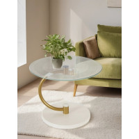 Журнальный стол Мебелик Дуэт 13Н золото, слоновая кость, прозрачный 00 7330