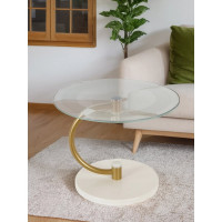 Журнальный стол Мебелик Дуэт 13Н золото, слоновая кость, прозрачный 00 7330
