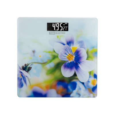 Электронные напольные весы TDM ELECTRIC Фиалки, стекло, деление 0,01 кг, макс. 180 кг, 28х28 см SQ4012-0003