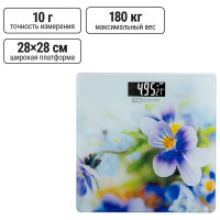 Электронные напольные весы TDM ELECTRIC Фиалки, стекло, деление 0,01 кг, макс. 180 кг, 28х28 см SQ4012-0003