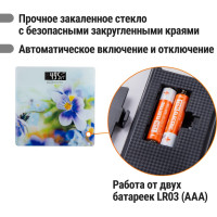 Электронные напольные весы TDM ELECTRIC Фиалки, стекло, деление 0,01 кг, макс. 180 кг, 28х28 см SQ4012-0003