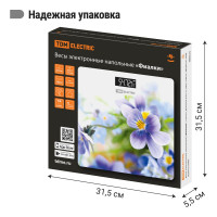 Электронные напольные весы TDM ELECTRIC Фиалки, стекло, деление 0,01 кг, макс. 180 кг, 28х28 см SQ4012-0003