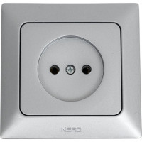 Розетка NE-AD без заземления, 16А, 250В, Aras, Серебро, 93-122-02