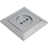 Розетка NE-AD без заземления, 16А, 250В, Aras, Серебро, 93-122-02