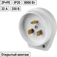 Вилка электрическая ВШ 32А 250В 2Р+РЕ белая TDM ELECTRIC SQ1812-0007