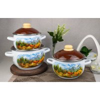 Эмалированный набор посуды СТАЛЬЭМАЛЬ 02 Альпы 3 предмета, белоснежный ПС3044