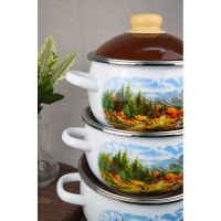 Эмалированный набор посуды СТАЛЬЭМАЛЬ 02 Альпы 3 предмета, белоснежный ПС3044