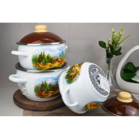 Эмалированный набор посуды СТАЛЬЭМАЛЬ 02 Альпы 3 предмета, белоснежный ПС3044