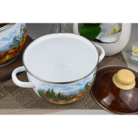 Эмалированный набор посуды СТАЛЬЭМАЛЬ 02 Альпы 3 предмета, белоснежный ПС3044