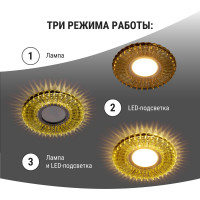 Светильник встраиваемый 50Вт G5.3 LED подсветка 3 Вт TDM ELECTRIC зеркальный/хром SQ0359-0146