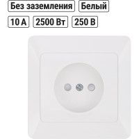 Розетка встраиваемая с защитными шторками 2-х полюсная 10А 220В белая "Ильмень" TDM ELECTRIC SQ1823-0013