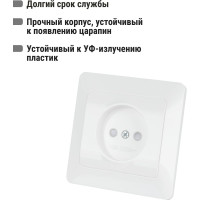 Розетка встраиваемая с защитными шторками 2-х полюсная 10А 220В белая "Ильмень" TDM ELECTRIC SQ1823-0013