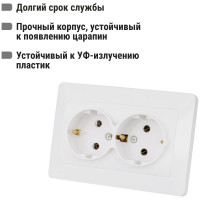 Двойная розетка TDM ELECTRIC 2П+З 16А 250В белая Ильмень SQ1823-0012
