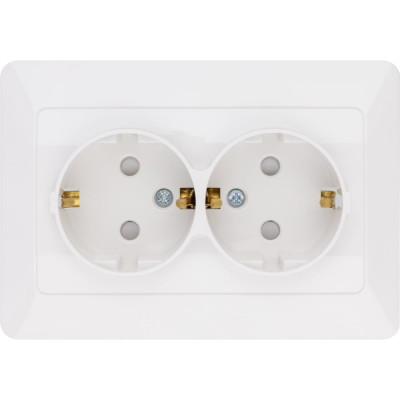 Двойная розетка TDM ELECTRIC 2П+З с защитными шторками 16А 250В белая Ильмень SQ1823-0016