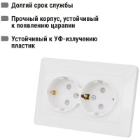 Двойная розетка TDM ELECTRIC 2П+З с защитными шторками 16А 250В белая Ильмень SQ1823-0016