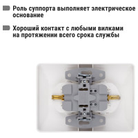 Двойная розетка TDM ELECTRIC 2П+З с защитными шторками 16А 250В белая Ильмень SQ1823-0016