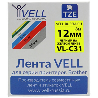 Лента для PT 1010/1280/D200/H105/E100 Vell VL-C31 Brother TZE-C31 320013