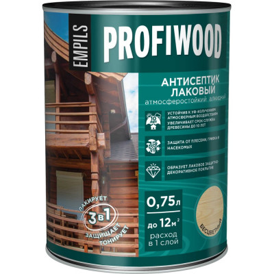 Лаковый тонирующий атмосферостойкий алкидный антисептик Profiwood 66992