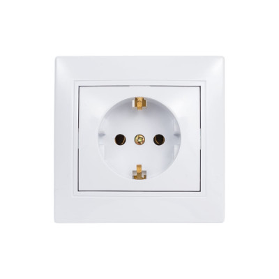 Intro Plano Розетка 1-202-01 с заземлением 2P+E Schuko, 16А-250В, IP20, СУ, белый, Б0053874