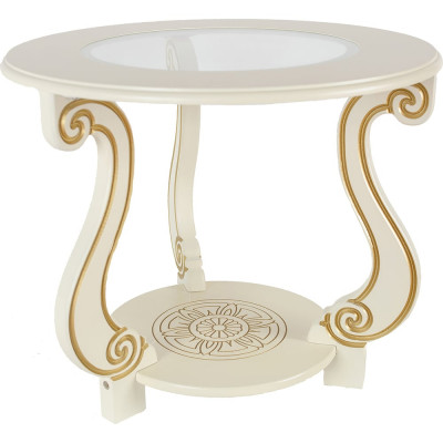 Журнальный стол Мебелик Грация (С) слоновая кость/золото 000 467