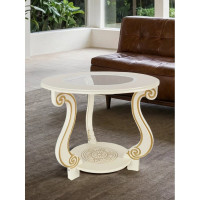 Журнальный стол Мебелик Грация (С) слоновая кость/золото 000 467