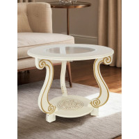 Журнальный стол Мебелик Грация (С) слоновая кость/золото 000 467