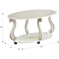 Журнальный стол Мебелик Овация М на колесах, слоновая кость, золото 00 6751