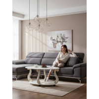 Журнальный стол Мебелик Овация М на колесах, слоновая кость, золото 00 6751