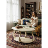 Журнальный стол Мебелик Овация М на колесах, слоновая кость, золото 00 6751