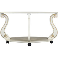 Журнальный стол Мебелик Овация М на колесах, слоновая кость, золото 00 6751