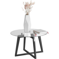 Стол журнальный Мебелик Рилле 445 серый графит/ стекло прозрачное (круг) 00 6816