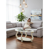 Журнальный стол Мебелик Овация С слоновая кость, золото 00 2565