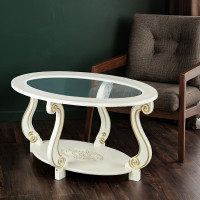 Журнальный стол Мебелик Овация С слоновая кость, золото 00 2565