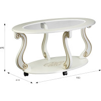 Журнальный стол Мебелик Овация С на колесах, слоновая кость, золото 00 6754