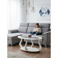 Журнальный стол Мебелик Овация С на колесах, слоновая кость, золото 00 6754