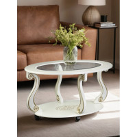 Журнальный стол Мебелик Овация С на колесах, слоновая кость, золото 00 6754