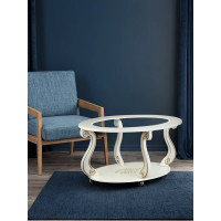 Журнальный стол Мебелик Овация С на колесах, слоновая кость, золото 00 6754